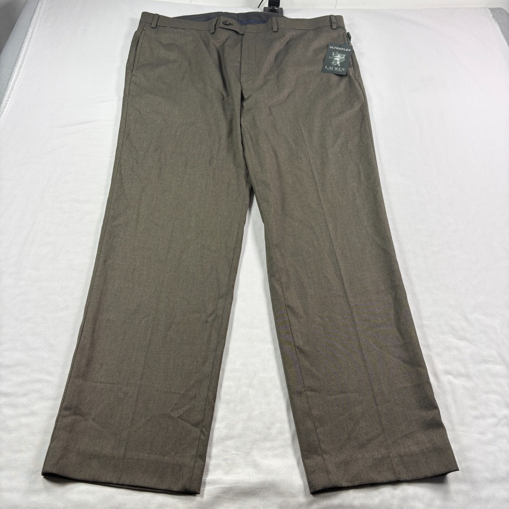 Lauren Ralph Lauren Pants Men 40x32 Brown Dress Slacks Ultraflex Performance NEW